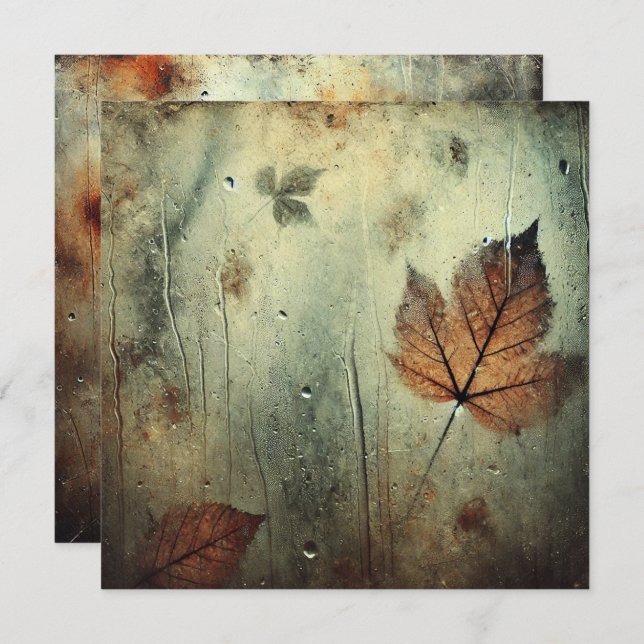 Printable Grungy Autumnal Window Scrapbook Paper Invitation (Front/Back)