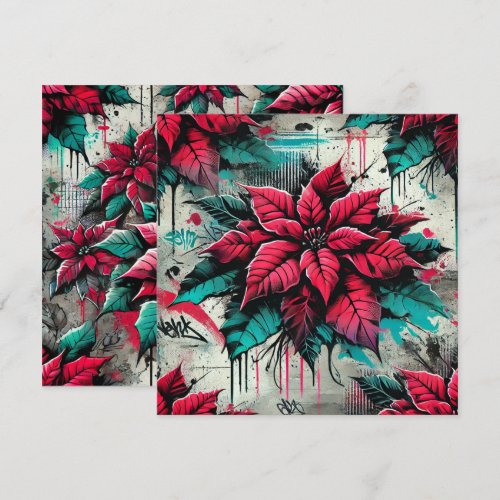 Printable Grungy Poinsettia Graffiti Scrapbook Invitation
