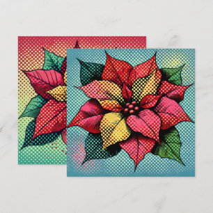 Printable Halftone Pop Art Poinsettia Scrapbook Invitation