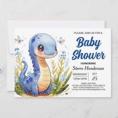 Printable Happy Bohemian Dinosaur Boy Baby Shower Invitation