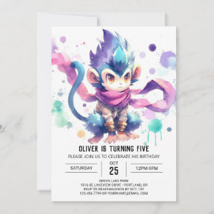 Printable Happy Monkey Birthday Invitation