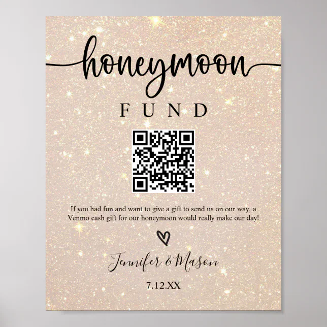 Printable Honeymoon Fund Sign Cash Honeymoon Wish Zazzle