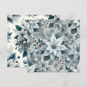 Printable Icy Blue and White Poinsettia Scrapbook Invitation