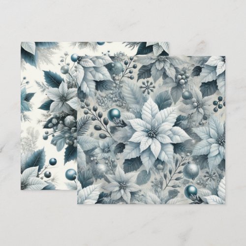 Printable Icy Blue and White Poinsettia Scrapbook Invitation