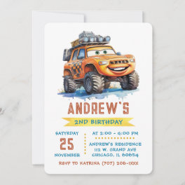 Printable Ideas for a Monster truck birthday party Invitation