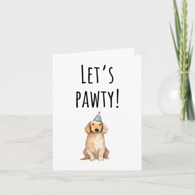 Printable Let’s Pawty Happy Birthday Birthday Card (Front)