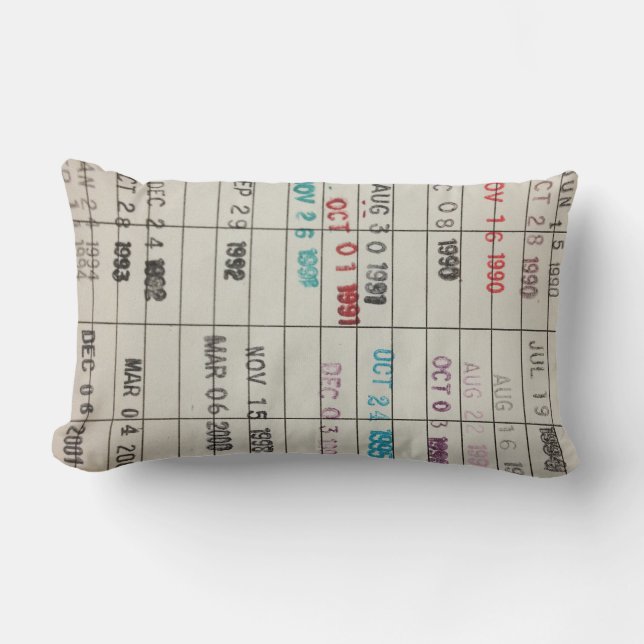 Printable Library Cards Lumbar Pillow (Front)