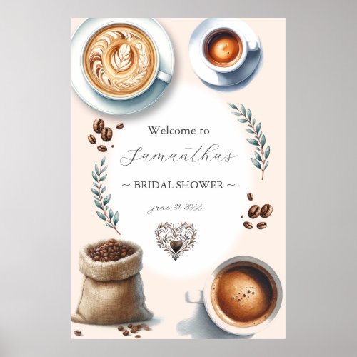 Printable Love is Brewing Bridal Shower Welcome Poster