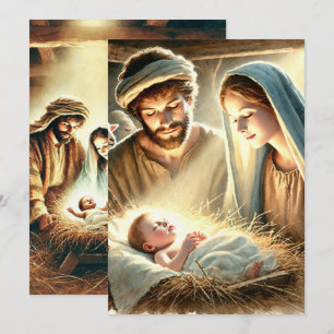Printable Mary Joseph & Jesus Nativity Scrapbook Invitation