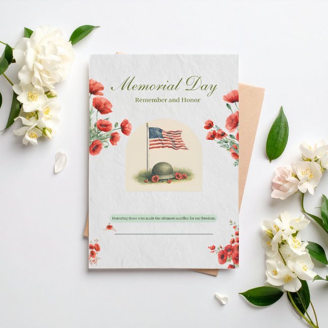 Printable Memorial Day with military helmet Note Card (Creator Uploaded)