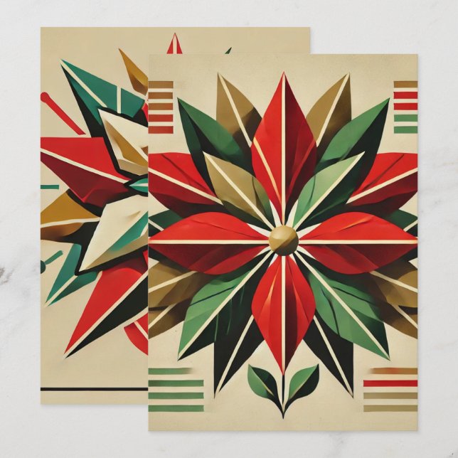 Printable Mid-Century Modern Poinsettia Scrapbook Invitation (Front/Back)