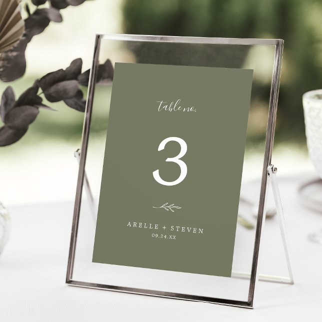 Printable Minimal Leaf Dark Green Table Number (Creator Uploaded)