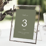Printable Minimal Leaf Dark Green Table Number<br><div class="desc">This printable minimal leaf dark green table number is perfect for a boho wedding. The design features a simple greenery leaf silhouette in olive green with minimalist mountain bohemian style. The card prints on the front and back (double-sided). Items are printed exactly as they appear on your screen when you...</div>
