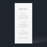 Printable Minimalist Grey Text Wedding Menu Card<br><div class="desc">Printable Minimalist Grey Text Wedding Menu Card.  Available digitally and printed. This modern design is easy to personalise with your menu details. You can also change text and background color to match your own wedding color theme if you wish via the Customize Further option.</div>