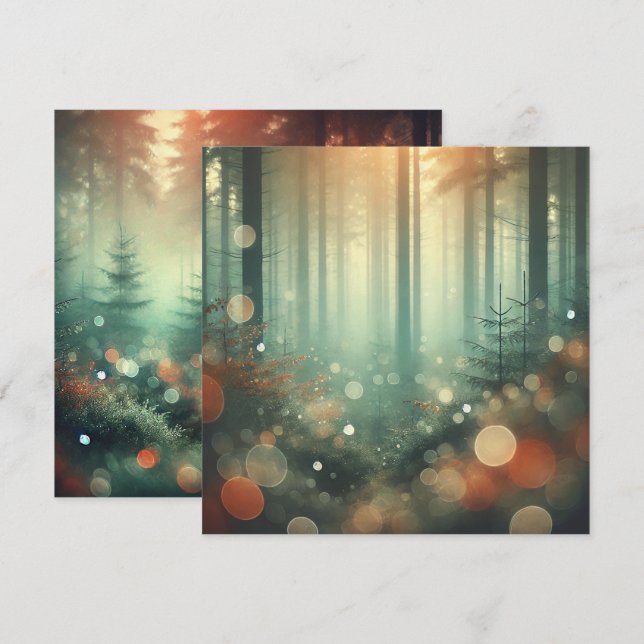 Printable Misty Autumnal Forest Bokeh Scrapbook Invitation (Front/Back)