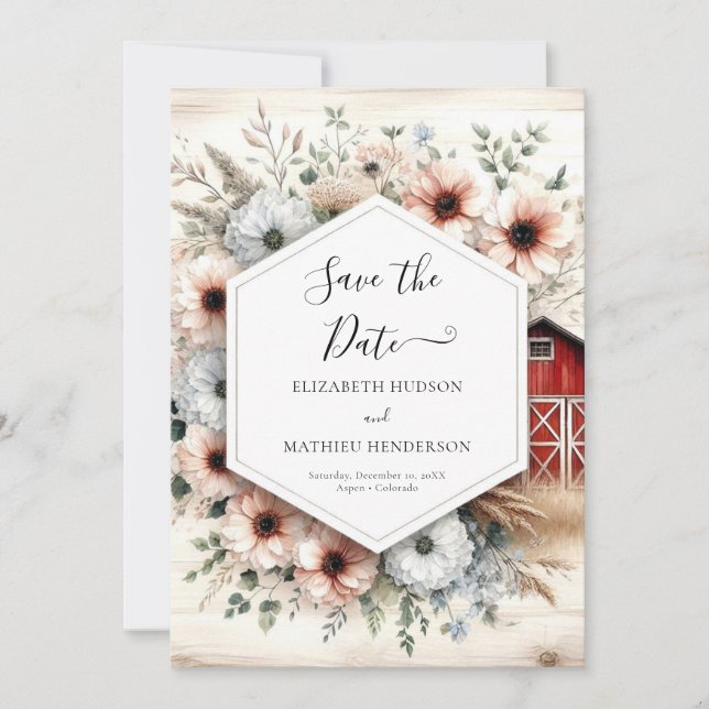 Printable Modern Barnyard Wedding Save The Date (Front)