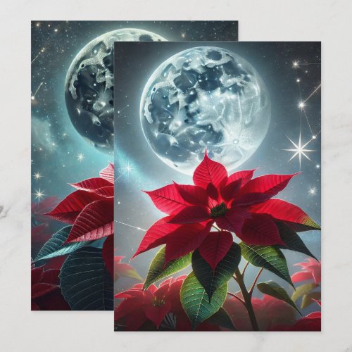 Printable Moonlight Poinsettia Scrapbook Paper Invitation