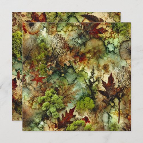 Printable Mossy Fall Forest Alcohol Ink Scrapbook Invitation
