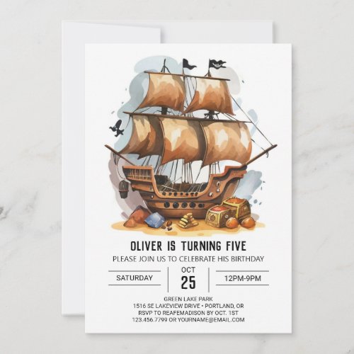 Printable Nautical Fun Pirate Birthday Invitation