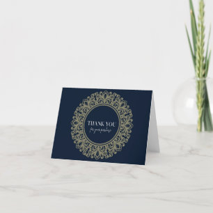 Printable Navy Blue & Gold Mandala Thank You Card