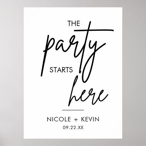 Printable Party Starts Here Wedding Welcome Sign 