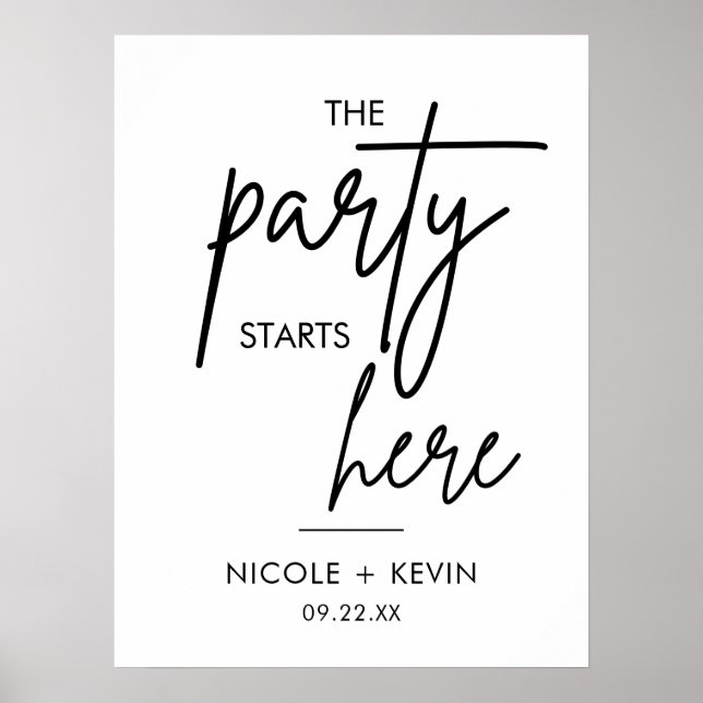 Printable Party Starts Here Wedding Welcome Sign  (Front)
