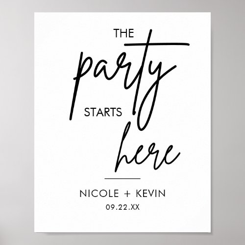 Printable Party Starts Here Wedding Welcome Sign