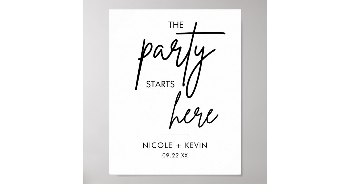 Printable Party Starts Here Wedding Welcome Sign | Zazzle