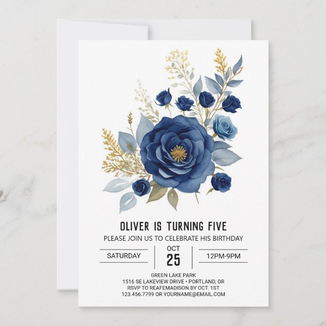 Printable Pastel Floral Birthday Invitation (Front)