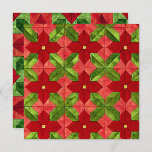 Printable Patchwork Poinsettia Pattern Scrapbook Invitation