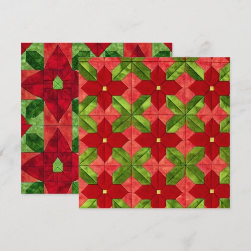 Printable Patchwork Poinsettia Pattern Scrapbook Invitation