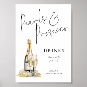 Printable Pearls Prosecco Bridal Shower Drink Sign