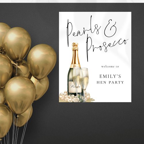 Printable Pearls Prosecco Welcome to Hen Party Poster