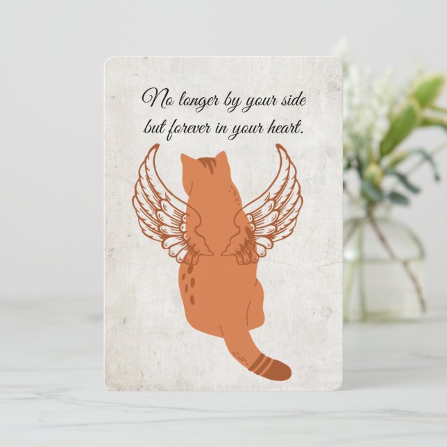 Printable Pet Condolence Card with Cat with Wings (Standing Front)