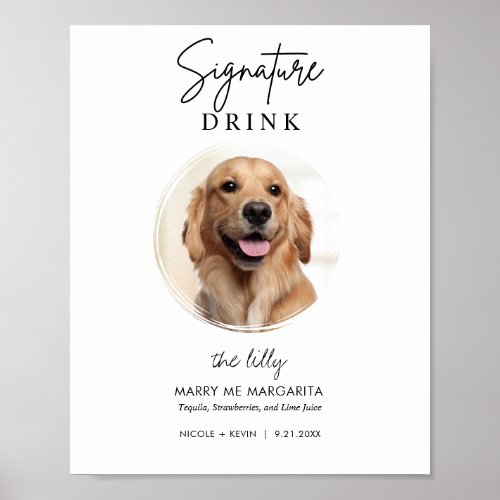 Printable Pet Dog Wedding Signature Drinks Sign