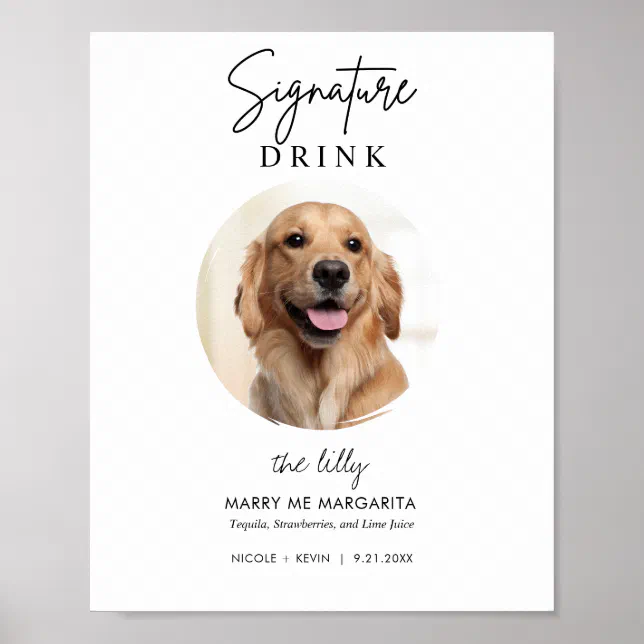 Printable Pet Dog Wedding Signature Drinks Sign | Zazzle