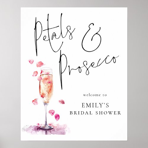 Printable Petals Prosecco Welcome to Bridal Shower Poster