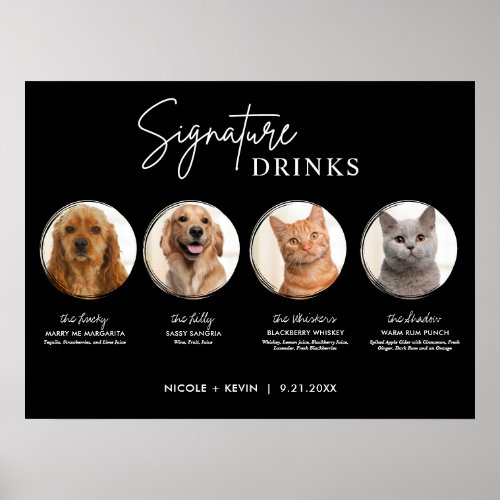 Printable Pets Signature Drinks Wedding Bar Sign