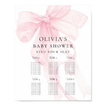 Printable Pink Bow Baby Shower Seating Chart
