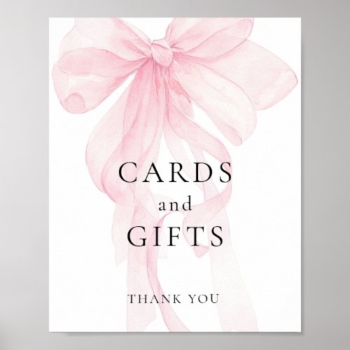 Printable Pink Bow Cards Gifts Sign Bridal Shower