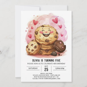 Printable Pink Online Cookies Birthday Invitation