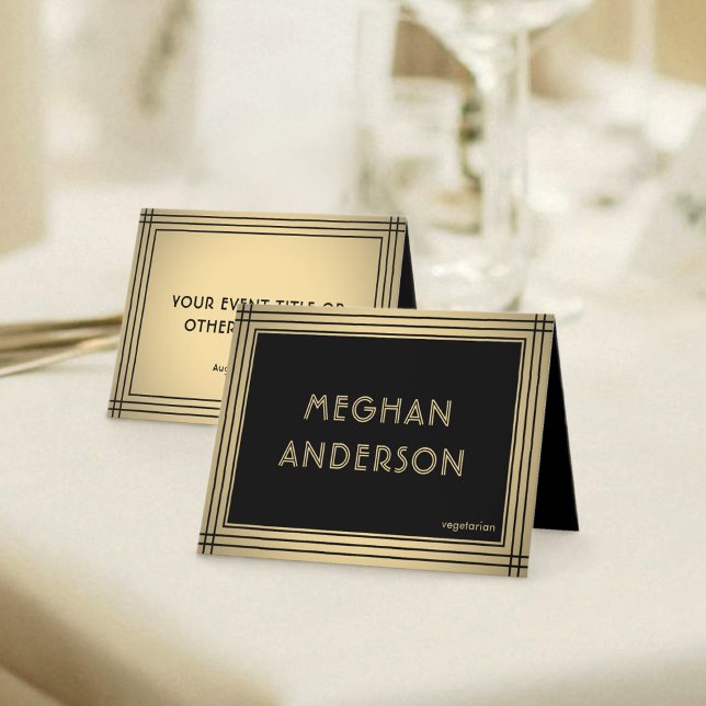 Printable Place Card - Classic Black & Gold Border (Creator Uploaded)