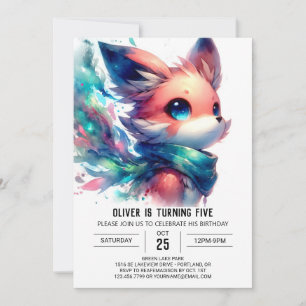 Printable Playful Fox Birthday Invitation