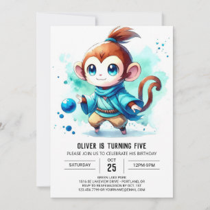 Printable Playful Monkey Birthday Invitation