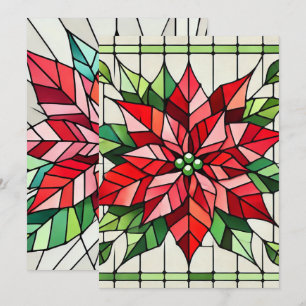 Printable Poinsettia Stained Glass Scrapbook Paper Invitation