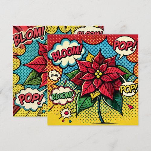 Printable Pop Art Comic Book Poinsettia Scrapbook Invitation