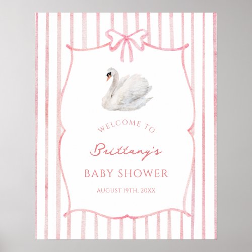 Printable Princess Swan Baby Shower Welcome Sign