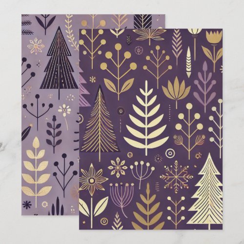 Printable Purple &amp; Gold Scandinavian Nature Invitation