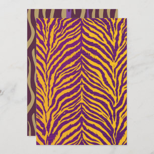 Printable Purple & Gold Tiger Stripes Scrapbook Invitation