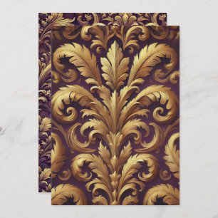 Printable Purple & Gold Victorian Acanthus Invitation